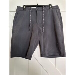Hang Ten Bermuda Golf‎ Shorts Mens 36 polyester stretch Grey/Black Striped